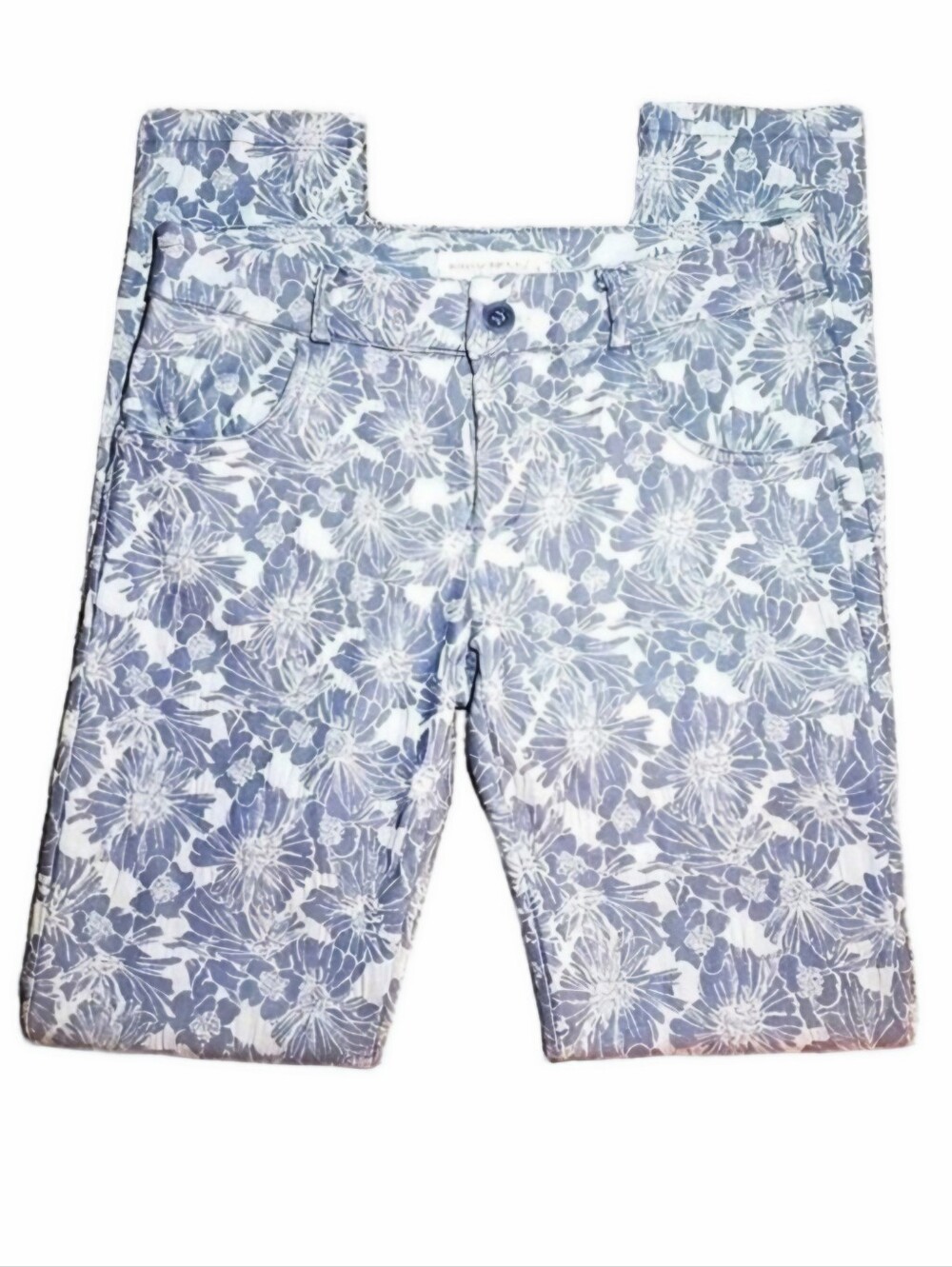 RINASCIMENTO Floral Print Skinny Jeans Blue White Made In Italy Size Small